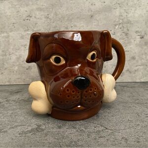 Brown Dog Mug with Bone Design